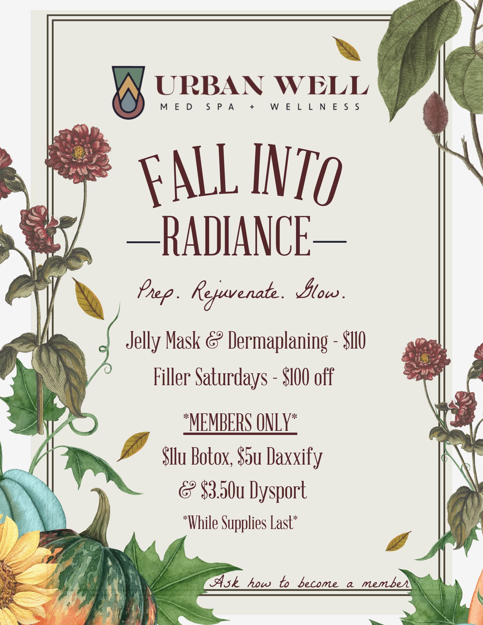 October 2026 Urban Well Medspa promotion flyer